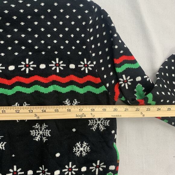 Tipsy Elves Ugly Christmas Sweater Size M T-Rex Black White Red Green Longsleeve - Picture 8 of 8